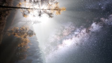 Galaxia-De-La-Vía-Láctea-Sobre-El-Bosque